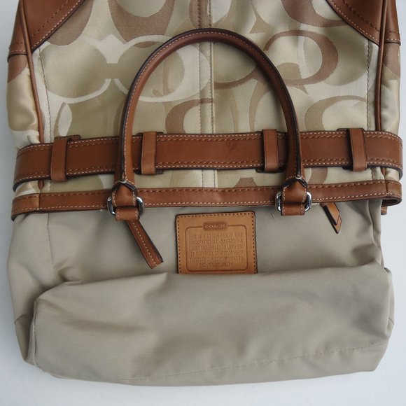 COACH HAMPTON Signature Canvas/Leather Satchel Bag
